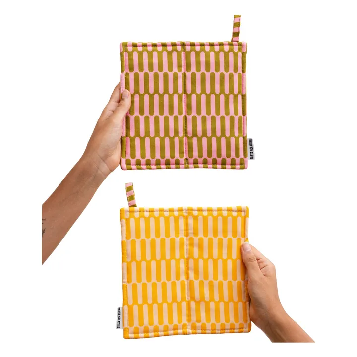 Maniques carrées en coton bio French Fries - Set de 2- Image produit n°0