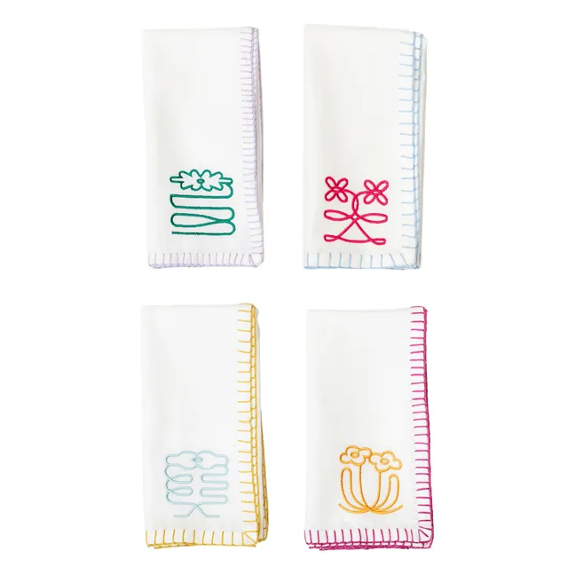 Serviettes de table brodées - Set de 4