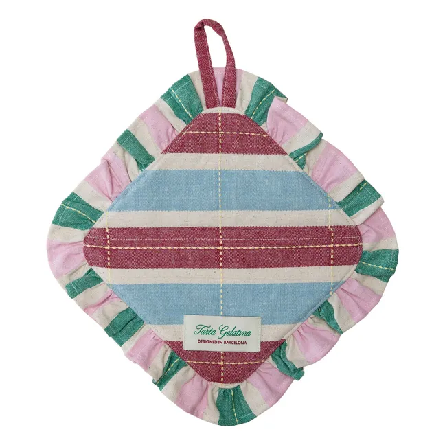 Round potholder in organic cotton | Blue