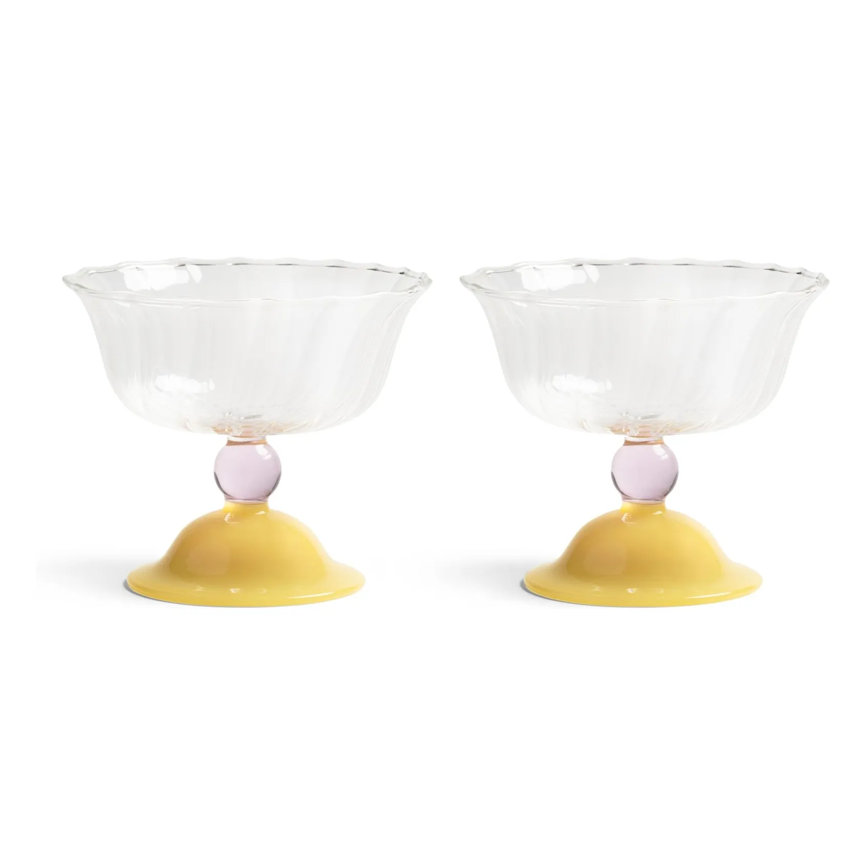 &Klevering Yellow Tulip Cups - Set Of 2