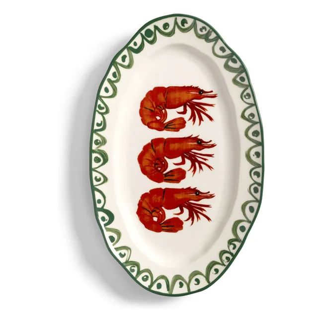 Plat en porcelaine Sirène Crevette | Vert