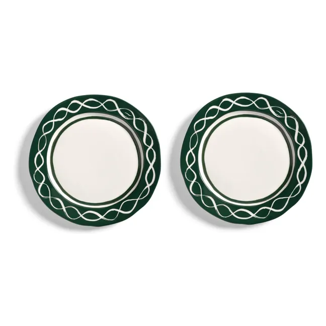 Assiettes en porcelaine Festivo - Set de 2 | Vert