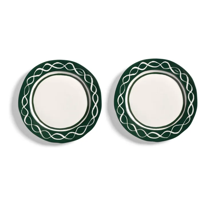 Assiettes en porcelaine Festivo - Set de 2 | Vert- Image produit n°0