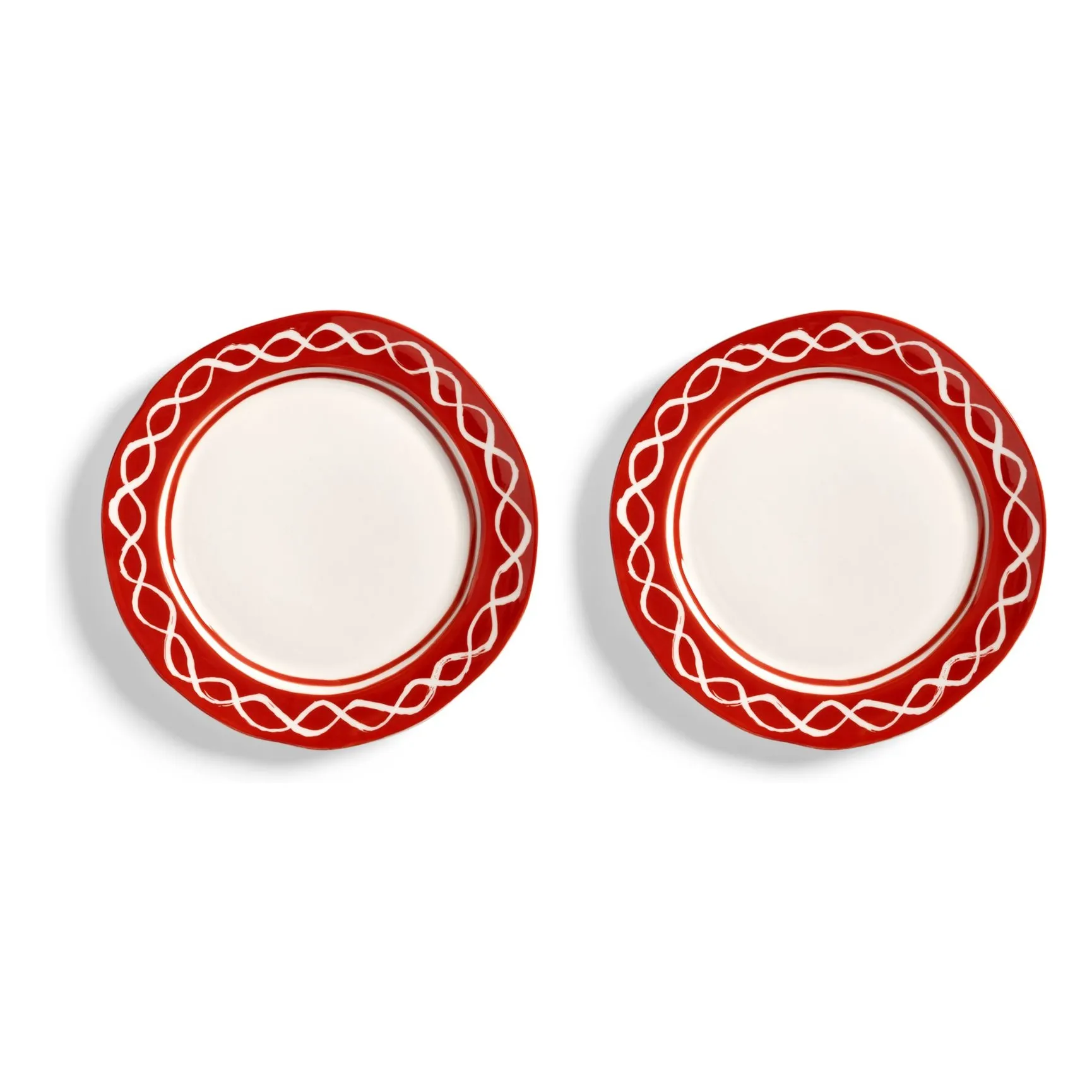 &Klevering Red Festivo Porcelain Plates - Set Of 2