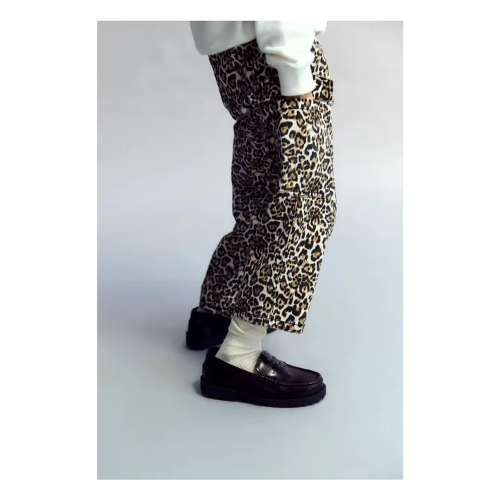 Pantalon Nelia Léopard Coton Bio | Beige- Image produit n°4