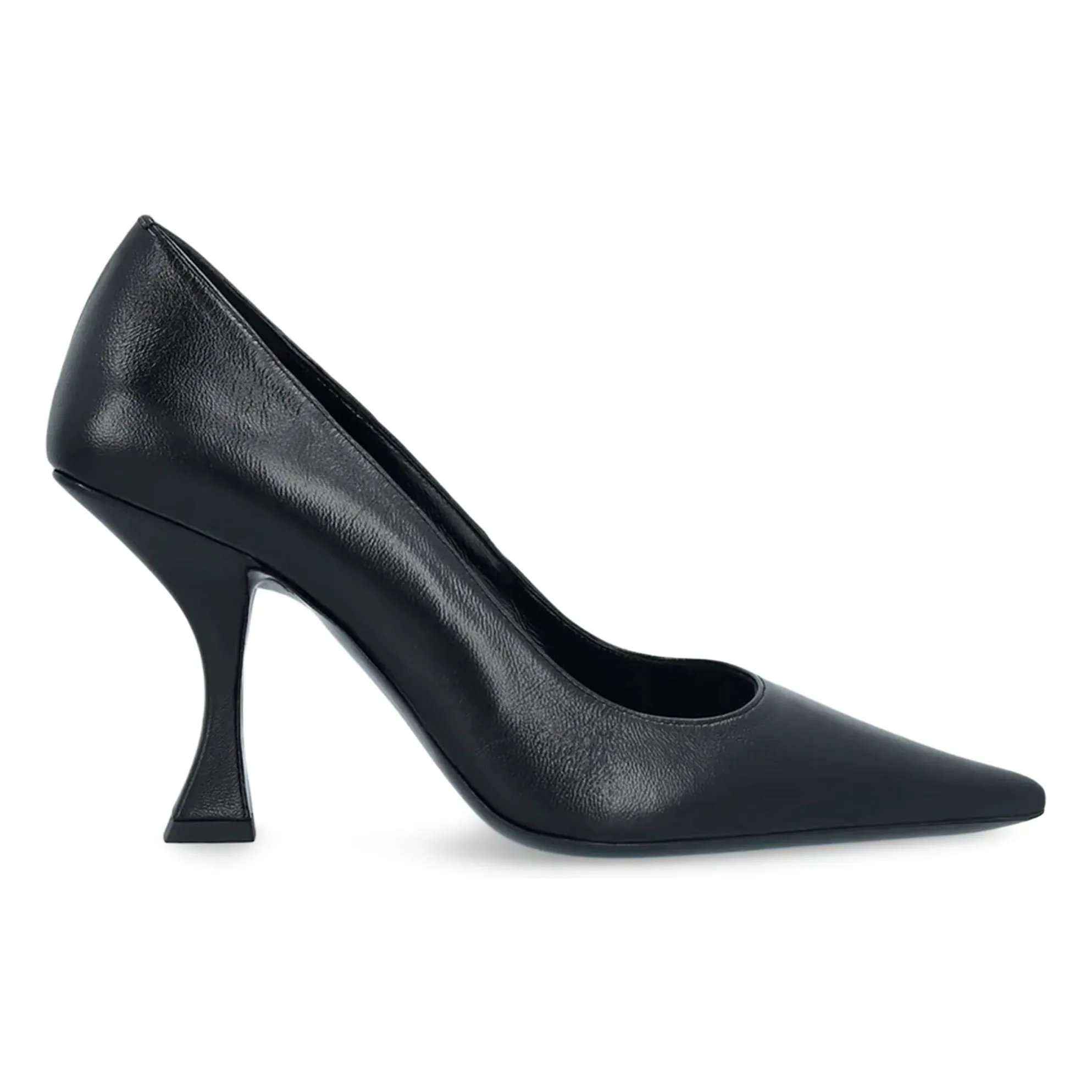 By Far Black Viva Textured Leather Pumps