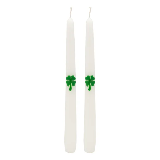 Shamrock-Kleeblattkerzen - 2er-Set | Grün