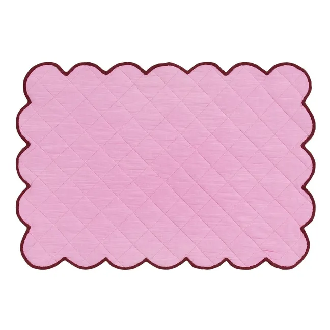 Algodón de azúcar Festoneado mantel individual | Rosa Bombón