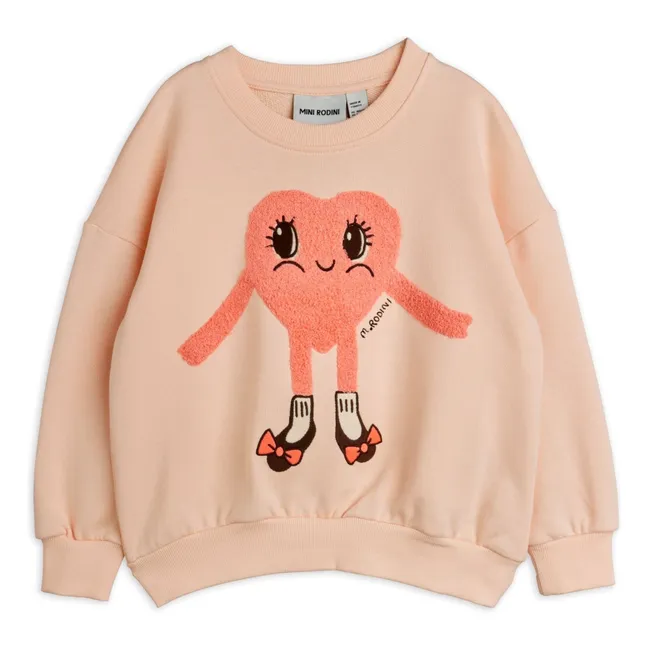Sweat Cœur Coton Bio | Rose pâle