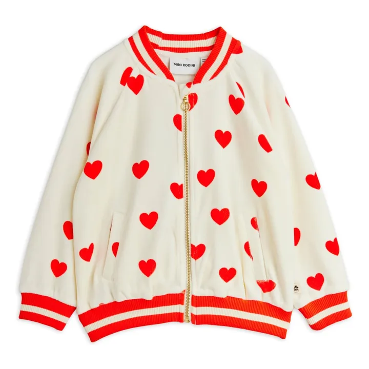 Organic Cotton Velvet Hearts Zipped Vest | White- Product image n°0