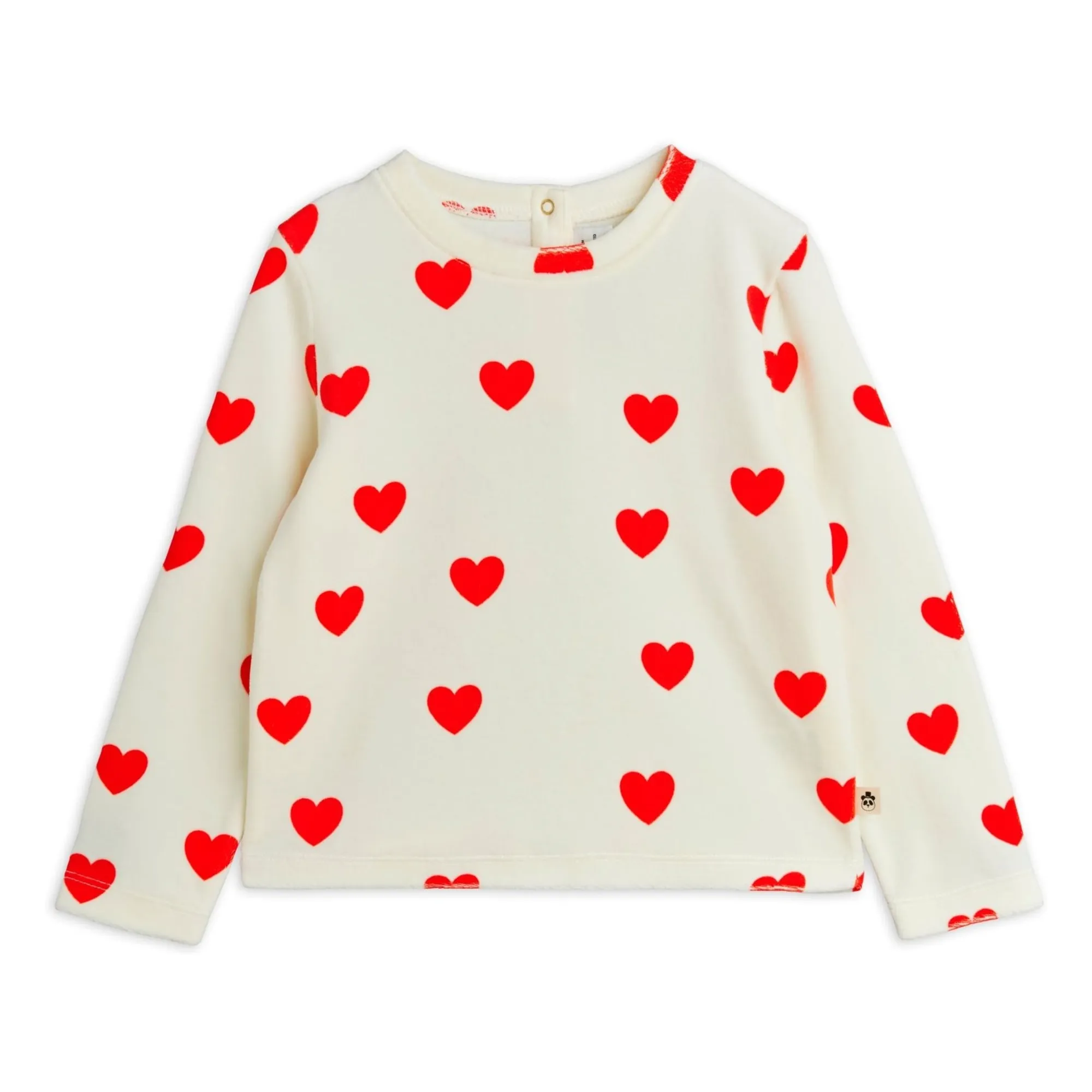 Mini Rodini White Organic Cotton Velvet Hearts T-Shirt