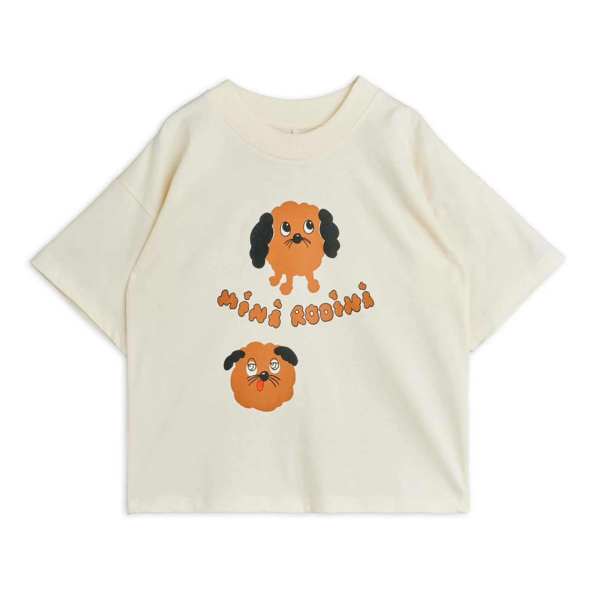Mini Rodini White Doggies Organic Cotton T-Shirt