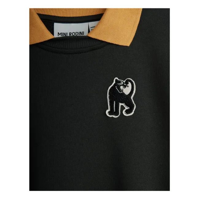 Sudadera cuello pantera Algodón orgánico | Negro