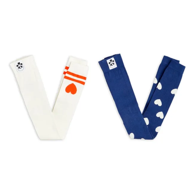 2er-Pack Leggings mit Herzen aus Bio-Baumwolle | Weiß