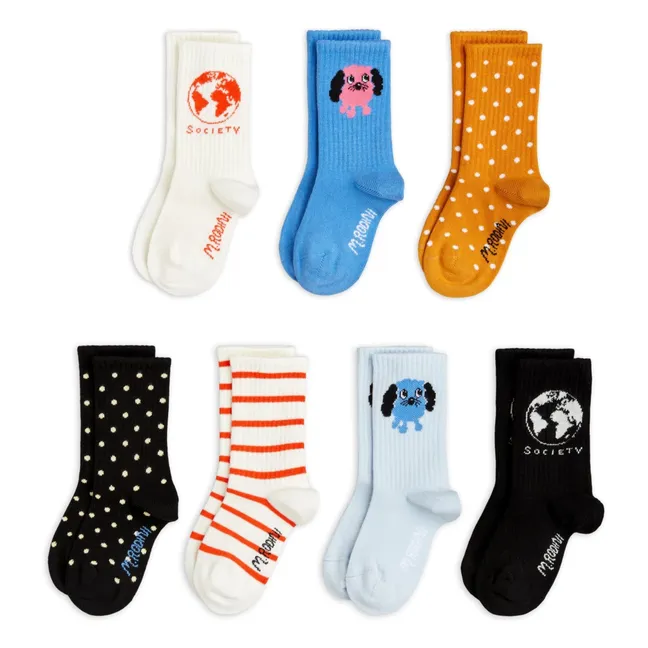 7 Paar Doggies Socken aus Bio-Baumwolle | Weiß