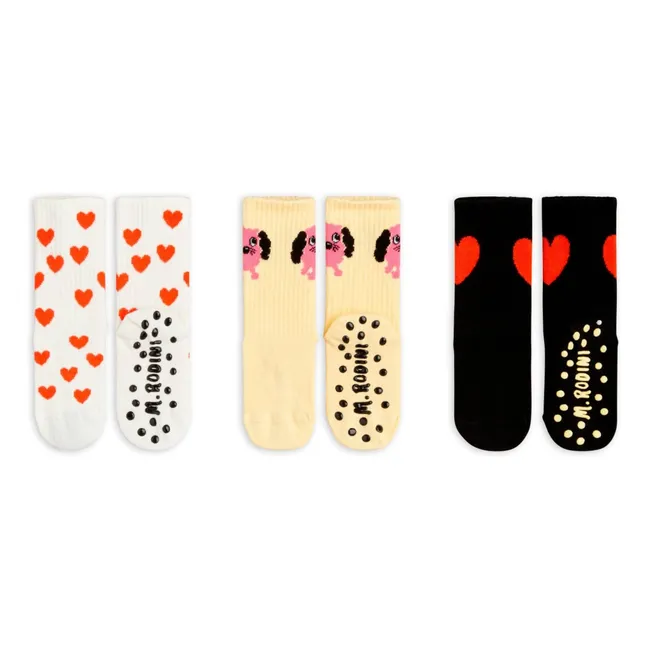 Lot de 3 Paires de Chaussettes Antidérapantes Coton Bio | Blanc