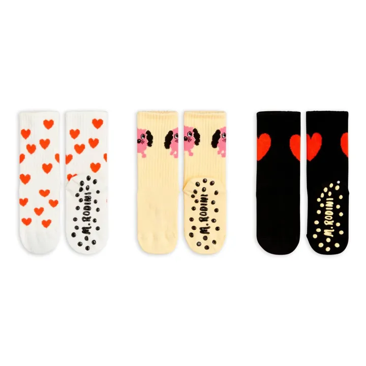 Pack of 3 Pairs of Organic Cotton Anti-Slip Socks | White- Product image n°2