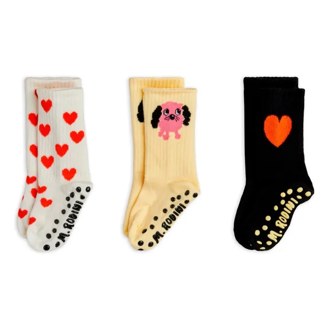 Lot de 3 Paires de Chaussettes Antidérapantes Coton Bio | Blanc