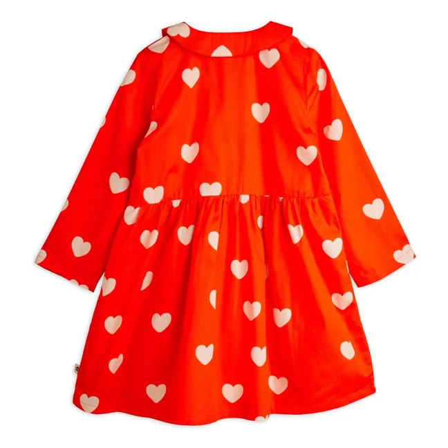 Vestido de corazones de algodón ecológico | Rojo