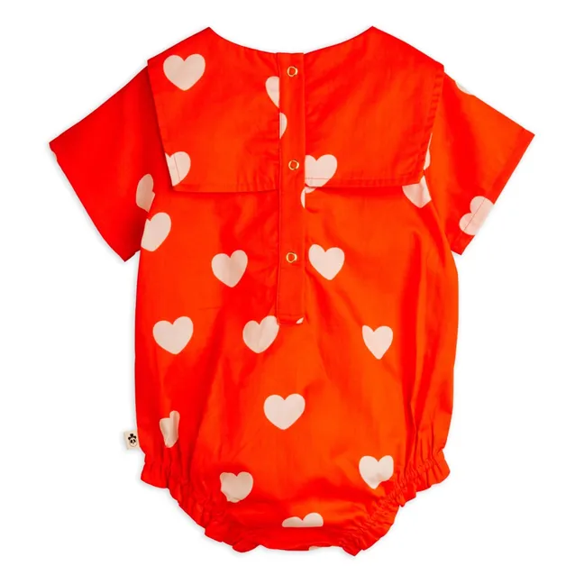 Organic cotton hearts romper | Red