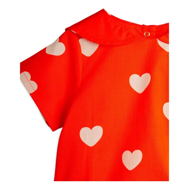 Barboteuse Cœurs Coton Bio | Rouge