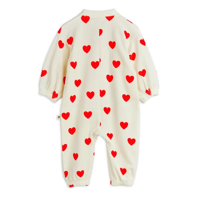 Organic Cotton Velvet Hearts Jumpsuit | White