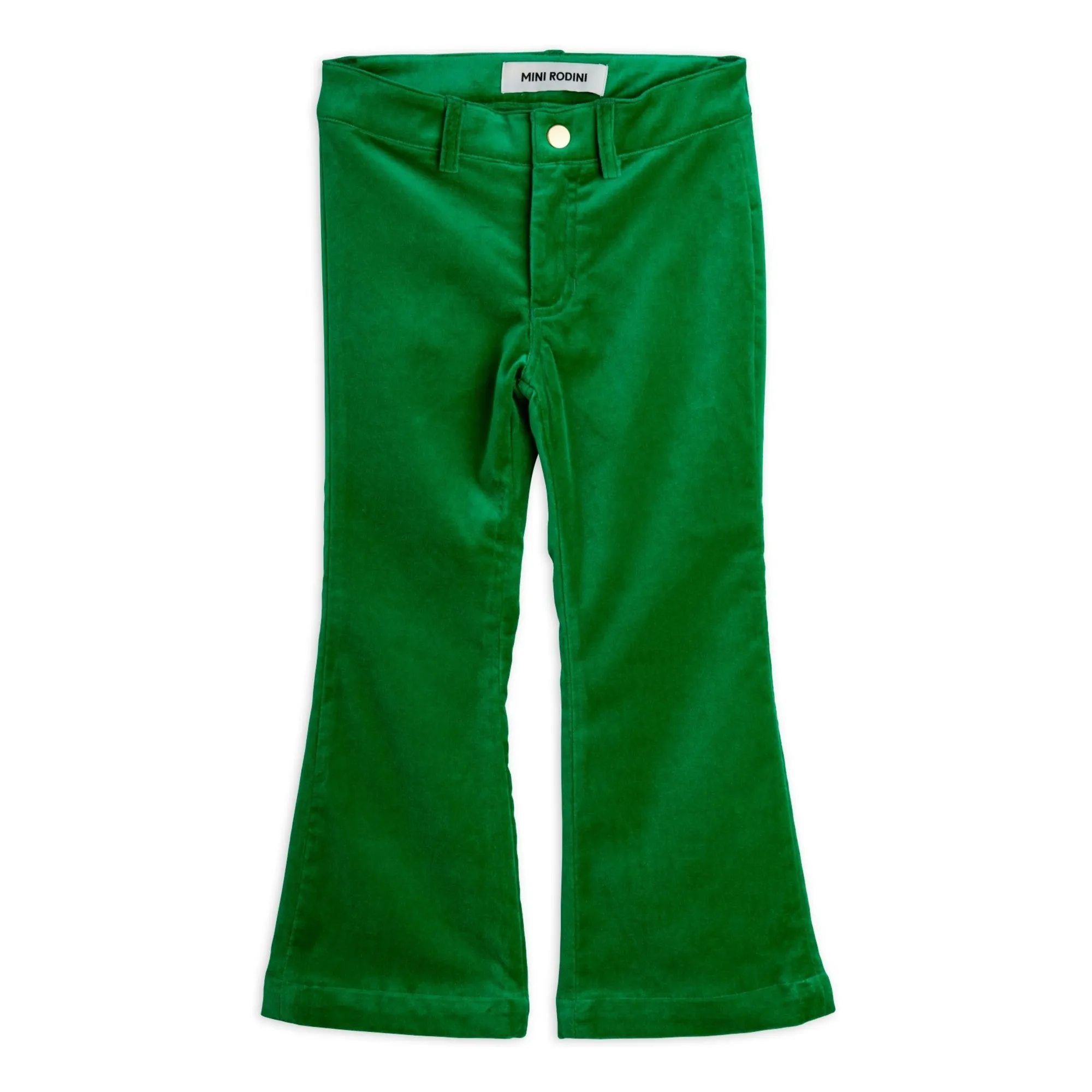 Mini Rodini Green Doggie Flare Pants Velvet Organic Cotton