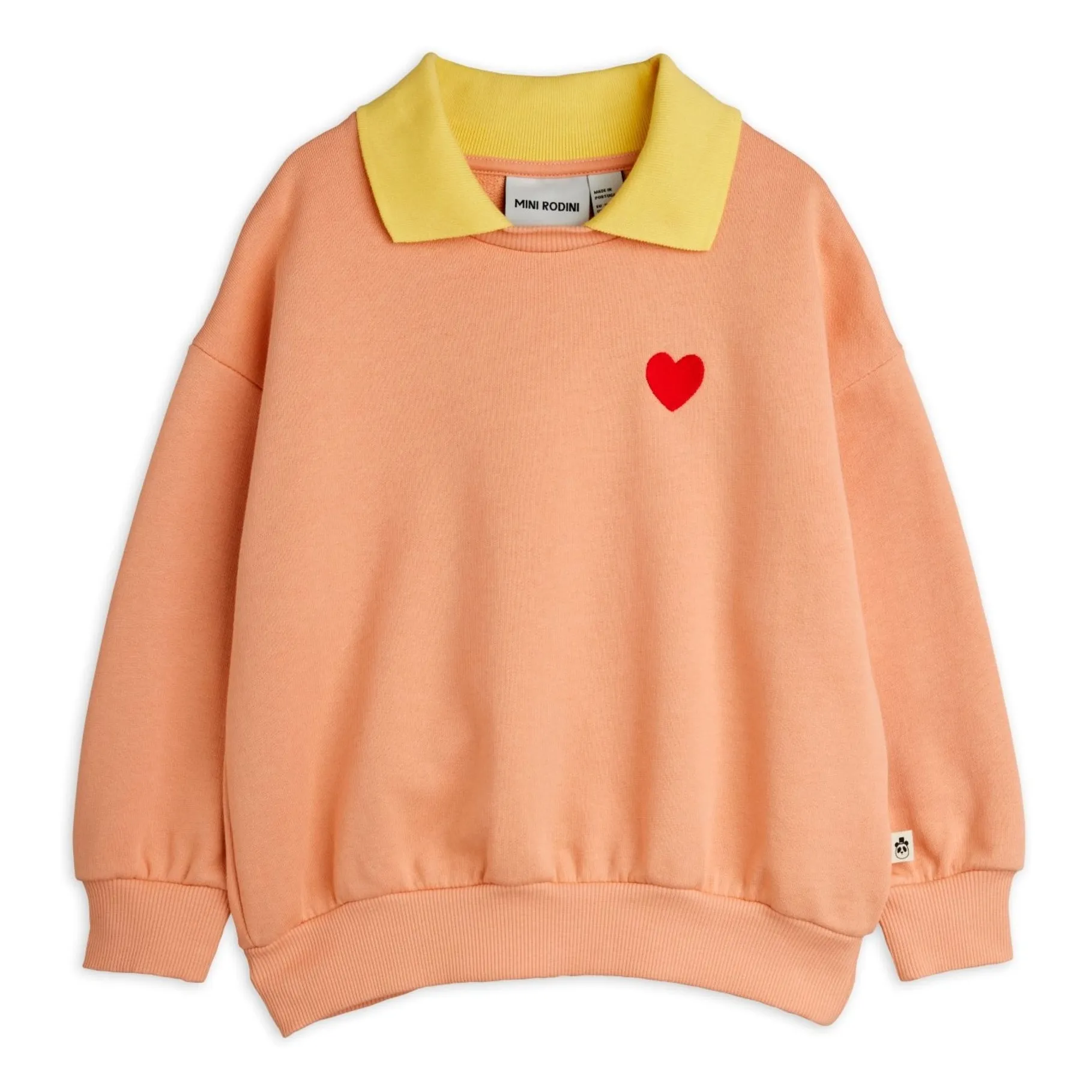 Mini Rodini Pale Pink Organic Cotton Heart-Neck Sweatshirt