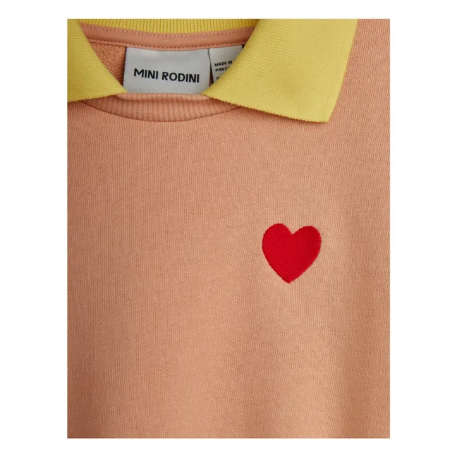 Sweatshirt mit Herzausschnitt aus Bio-Baumwolle | Blassrosa