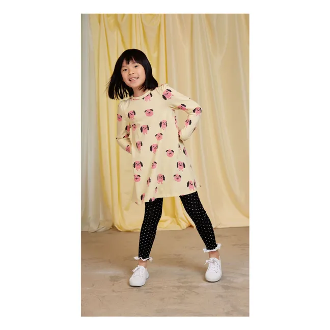 Legging Pois Bio-Baumwolle | Schwarz