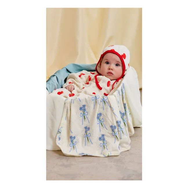 Organic Cotton Velvet Hearts Jumpsuit | White