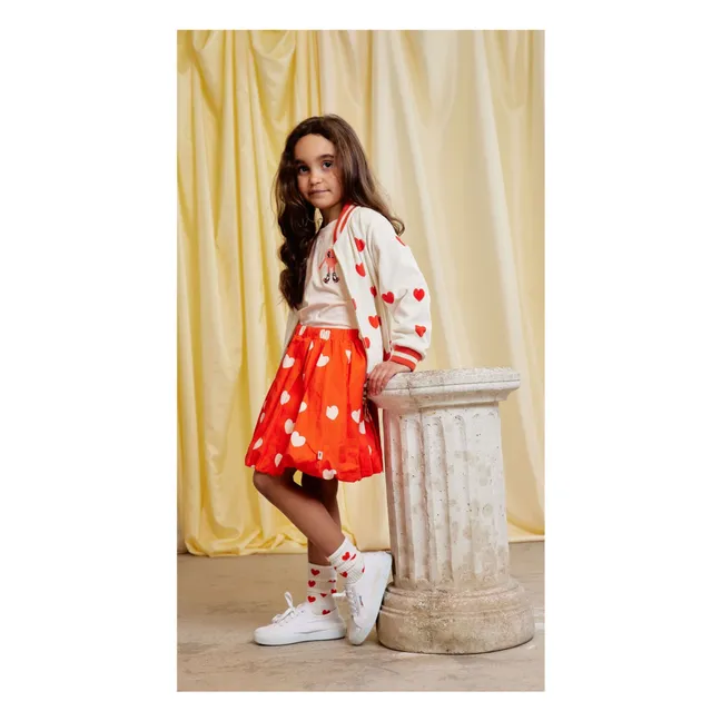 Falda Globo Corazones Algodón Ecológico | Rojo