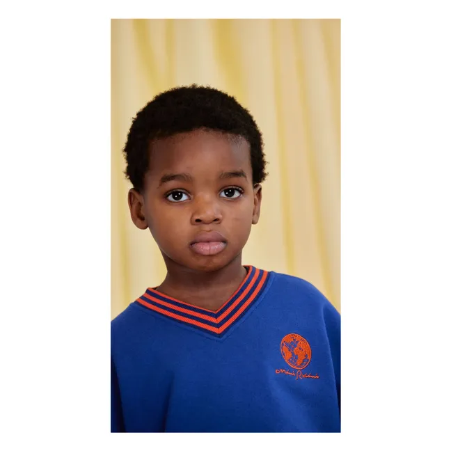 Sweat Rayé Coton Bio | Bleu roi