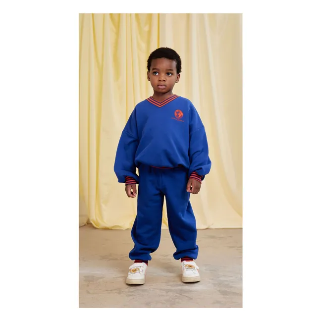 Sweat Rayé Coton Bio | Bleu roi