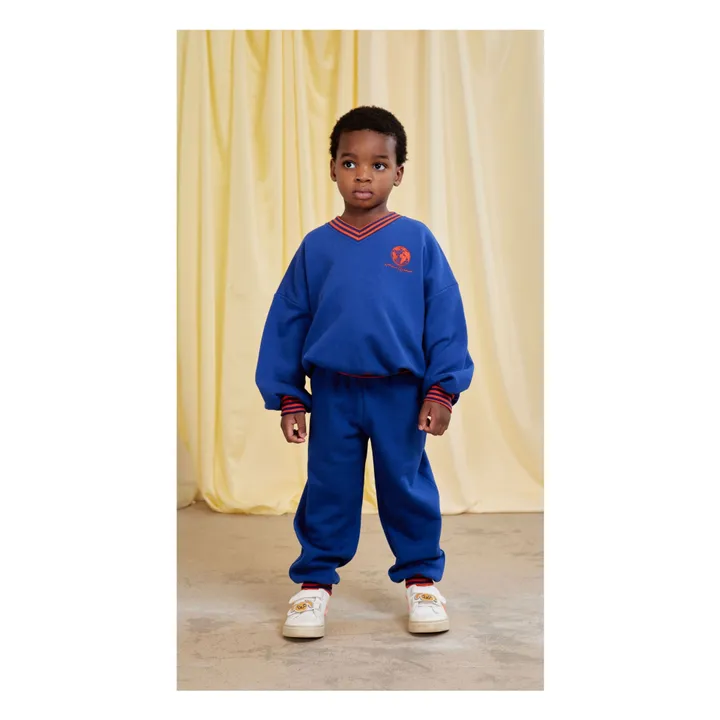 Sweat Rayé Coton Bio | Bleu roi- Image produit n°1