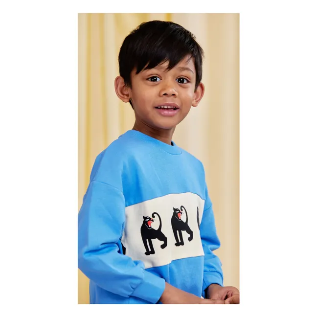 Sweat Panther Coton Bio | Bleu azur
