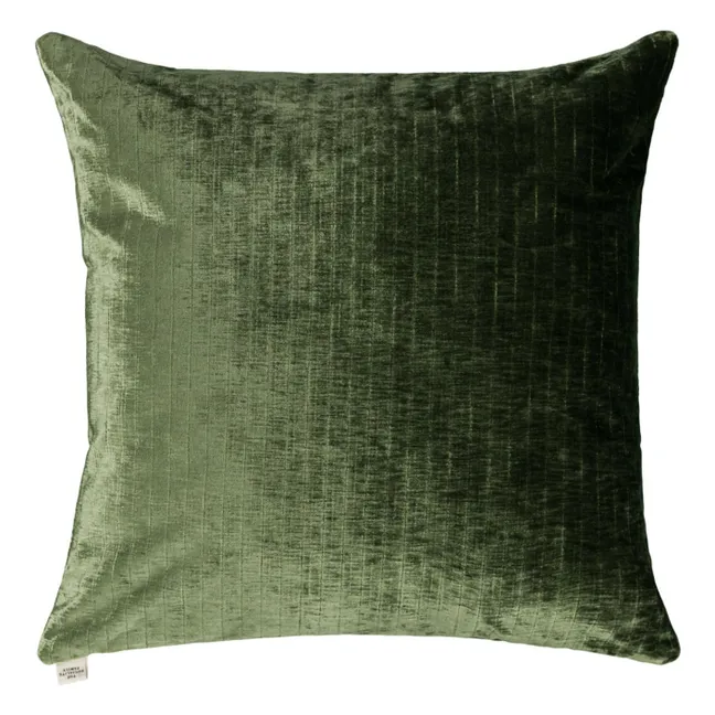 Carino square cushion in shiny corduroy | Olive green