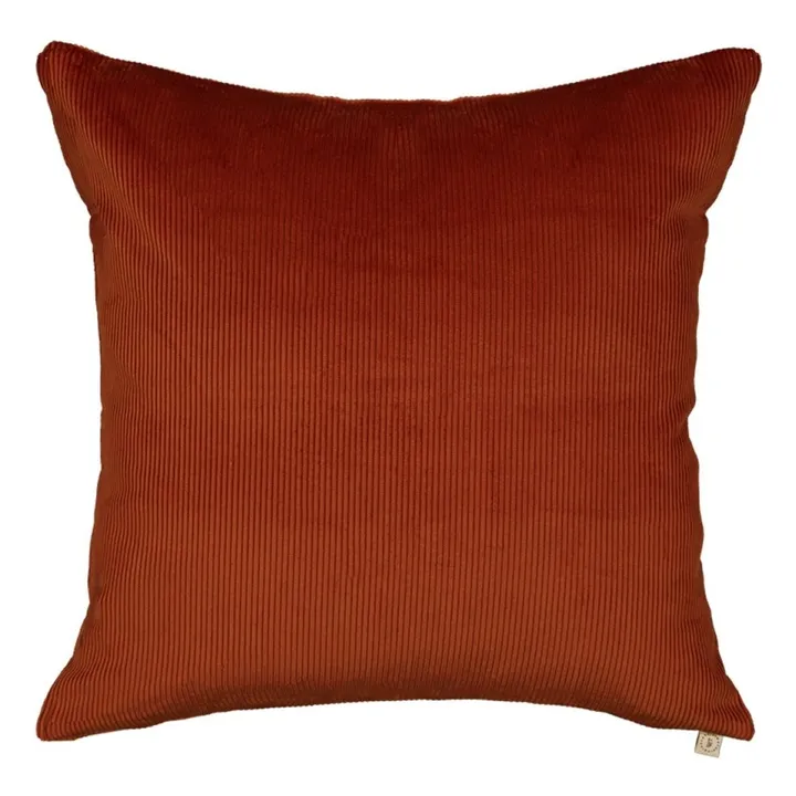 Coussin carré Carino en velours côtelé | Cognac- Image produit n°0