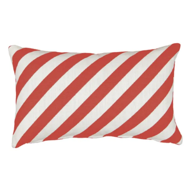 Carino rectangular cushion in striped jacquard | Brick red