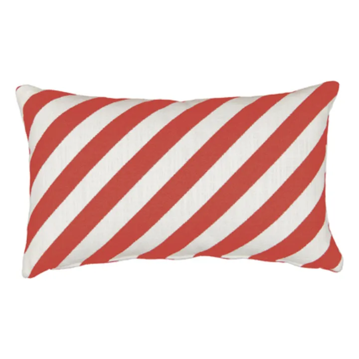 Coussin rectangulaire Carino en jacquard à rayures | Brique- Image produit n°0
