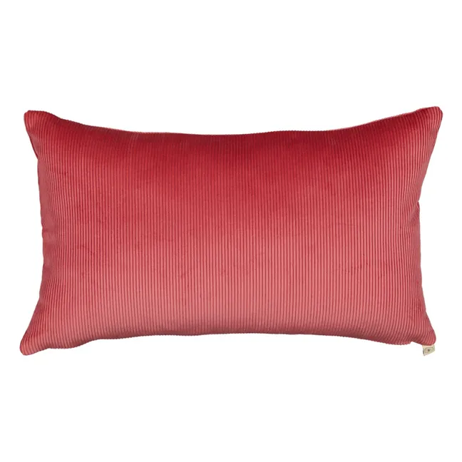 Coussin rectangulaire Carino en velours côtelé | Rose