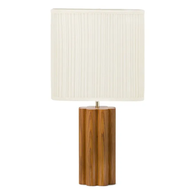 Gioia table lamp in ash with iroko finish and pleated cotton - EU version (220 V) | Iroko