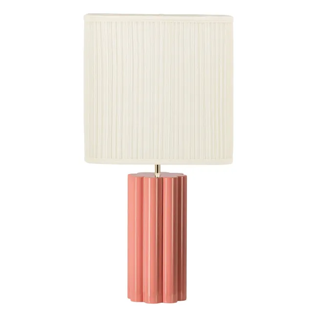 Lampe à poser Gioia en bois laqué et coton plissé – Version EU (220 V) | Rose poudré
