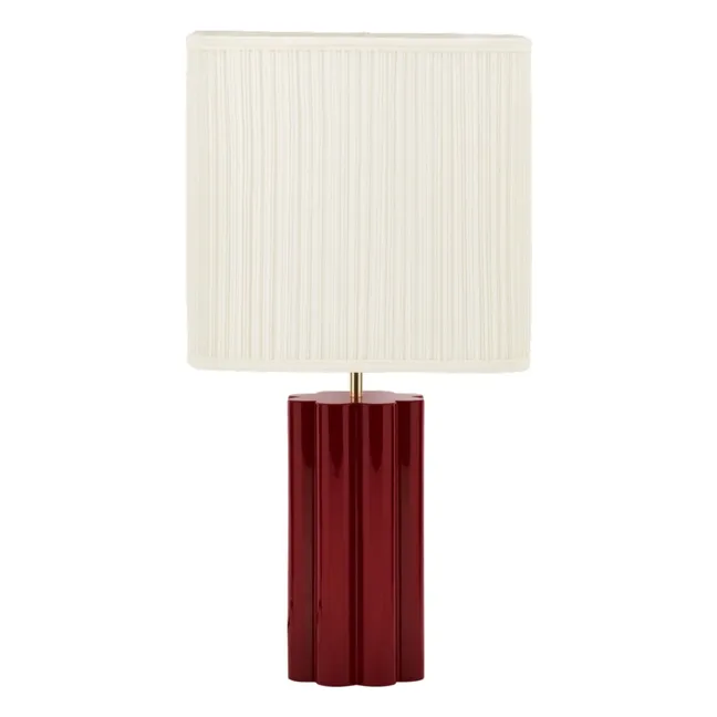 Lámpara de mesa Gioia de madera lacada y algodón plisado - versión UE (220 V) | Burdeos
