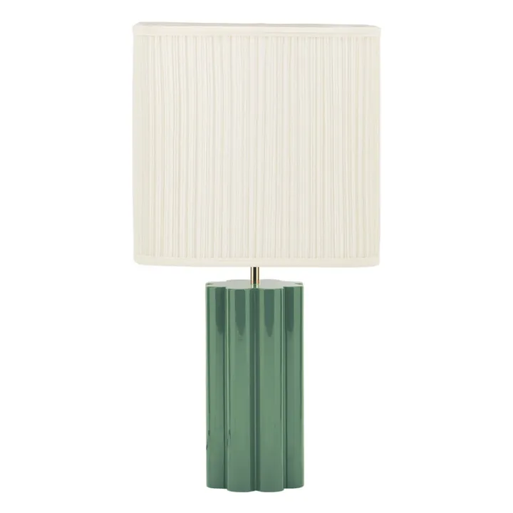 Lampe à poser Gioia en bois laqué et coton plissé – Version EU (220 V) | Vert amande- Image produit n°0
