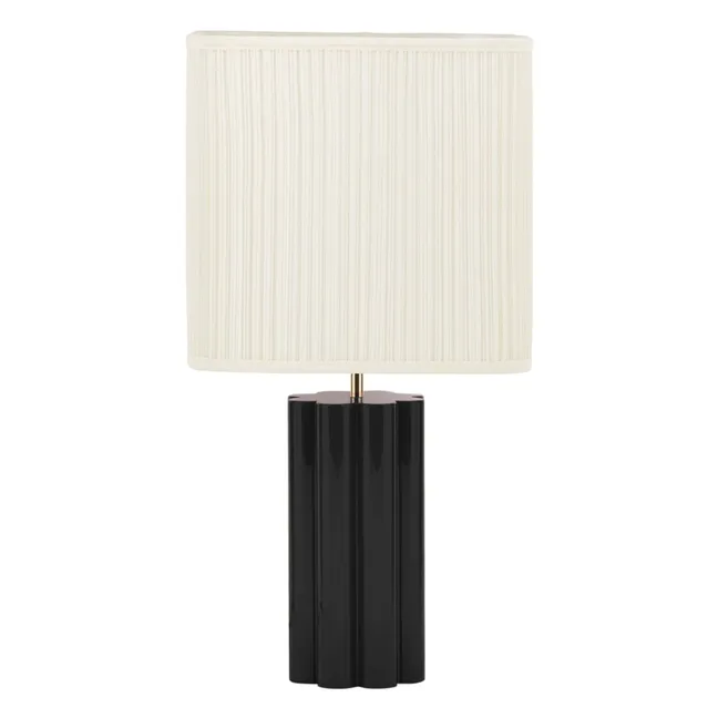 Lampe à poser Gioia en bois laqué et coton plissé – Version EU (220 V) | Noir