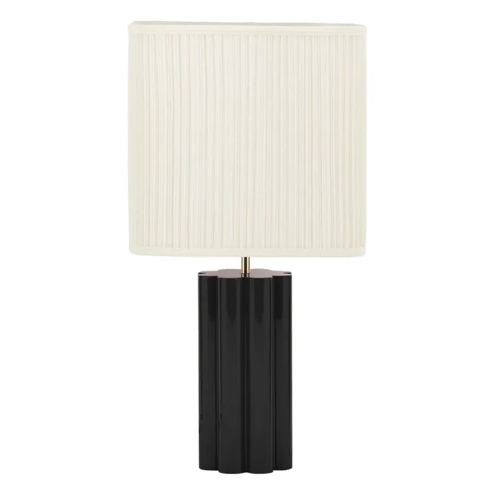 Lampe à poser Gioia en bois laqué et coton plissé – Version EU (220 V) | Noir- Image produit n°0