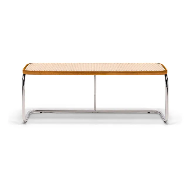 Panchina chrome-plated metal and cane bench