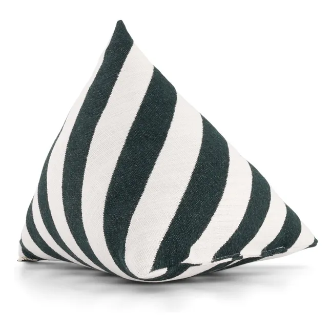Coussin berlingot Divino à rayures en jacquard | Vert foncé