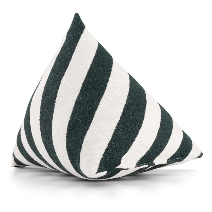 Coussin berlingot Divino à rayures en jacquard | Vert foncé- Image produit n°0